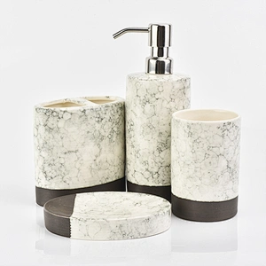 china modern marbled ceramic women bathroom accessories set in black