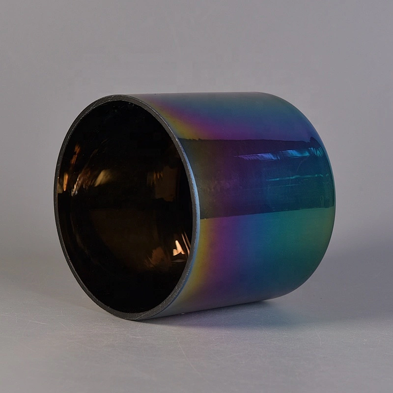 Cylinder electroplated glass candle vessels