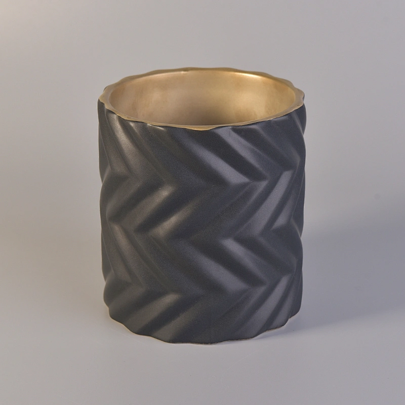 Luxury Matte Black Ceramic Candle Jar
