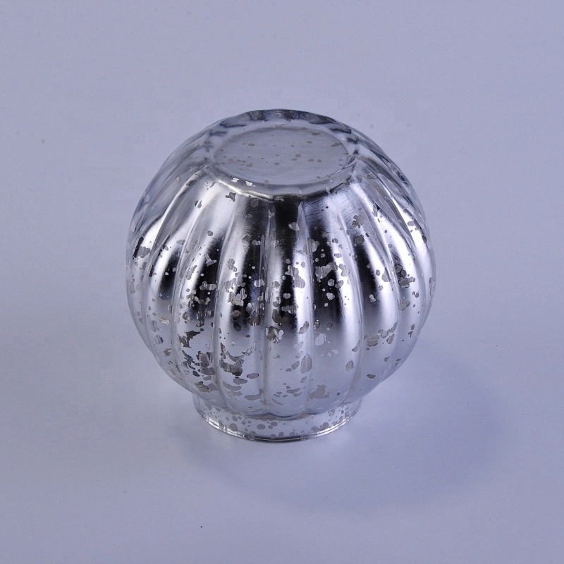 Luxury round silver mercury glass candle holder 10oz 20oz