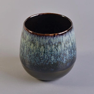 10oz Wholesales custom decorative blue ceramic candle holders