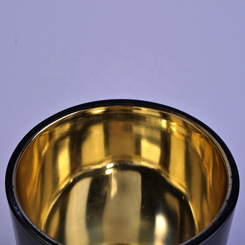 Luxury Inside Black and Gold Plating Glass Candle Jars