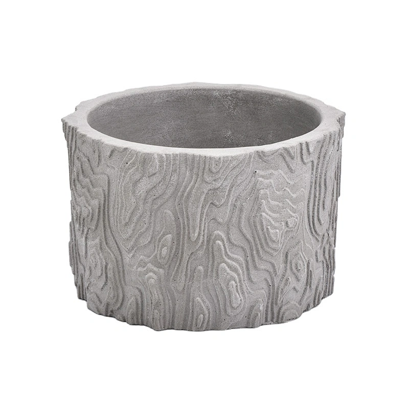 Unique custom empty mountain design grey cement candle holder 10oz 20oz