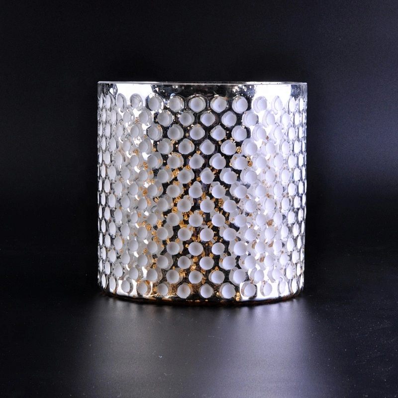 Wholesales Cylinder silver glass candle holder home decoration