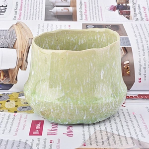 Custom geo green ceramic candle jar home decor