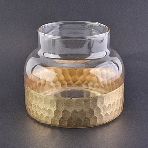 Crystal gold glass candle jar home decor