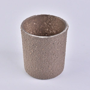 Wholesales Home decor cylinder frosted amber empty concrete candle holders