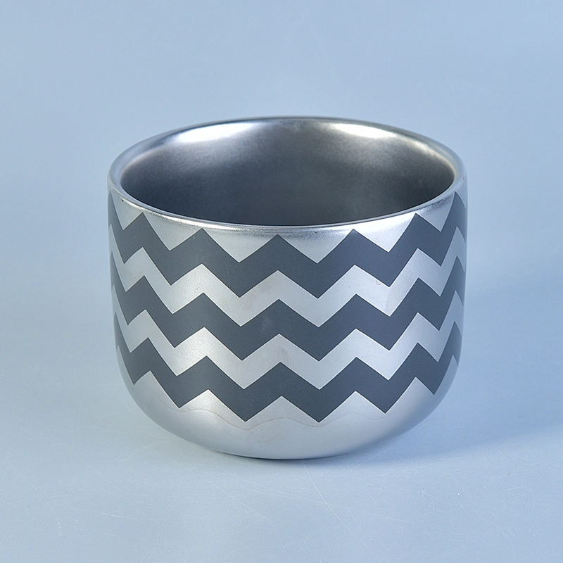 Customized Silver Ceramic Candle Jar With Printing
