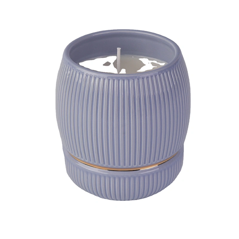 Wholesales luxury tealight custom purple ceramic candle vessel 10oz