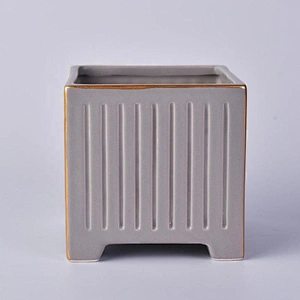 Luxury square grey candle ceramic vessel wholesales
