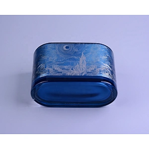 Chinese Custom blue glass candle containers 12oz 14oz