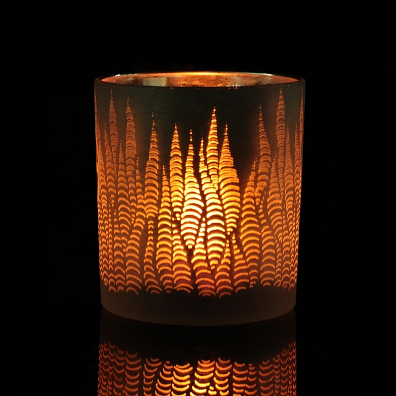 Wholesales luxury custom gold engraving tealight glass candle holder