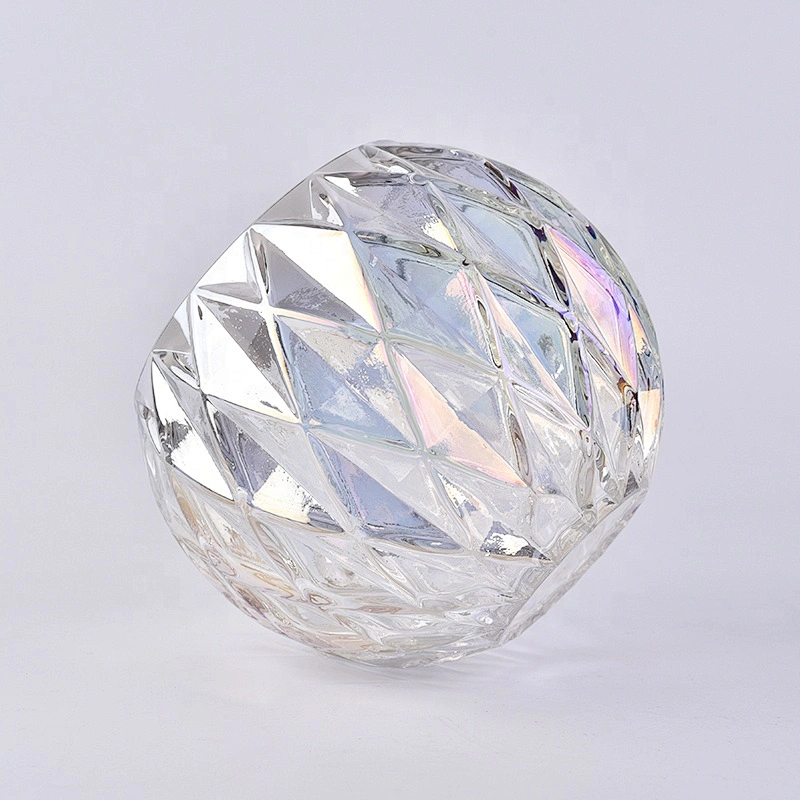 Luxury round embossed glass candle jar with top quality