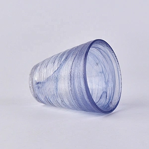 Wholesales blue high frosted glass candle vessel