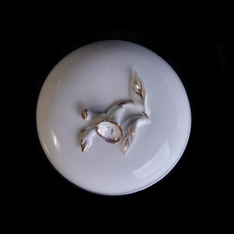 Home decoration custom white ceramic jar candle with lid