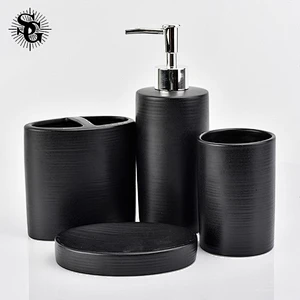 Sunny Glass black 5 Piece Bathroom Accessory Set with top quality