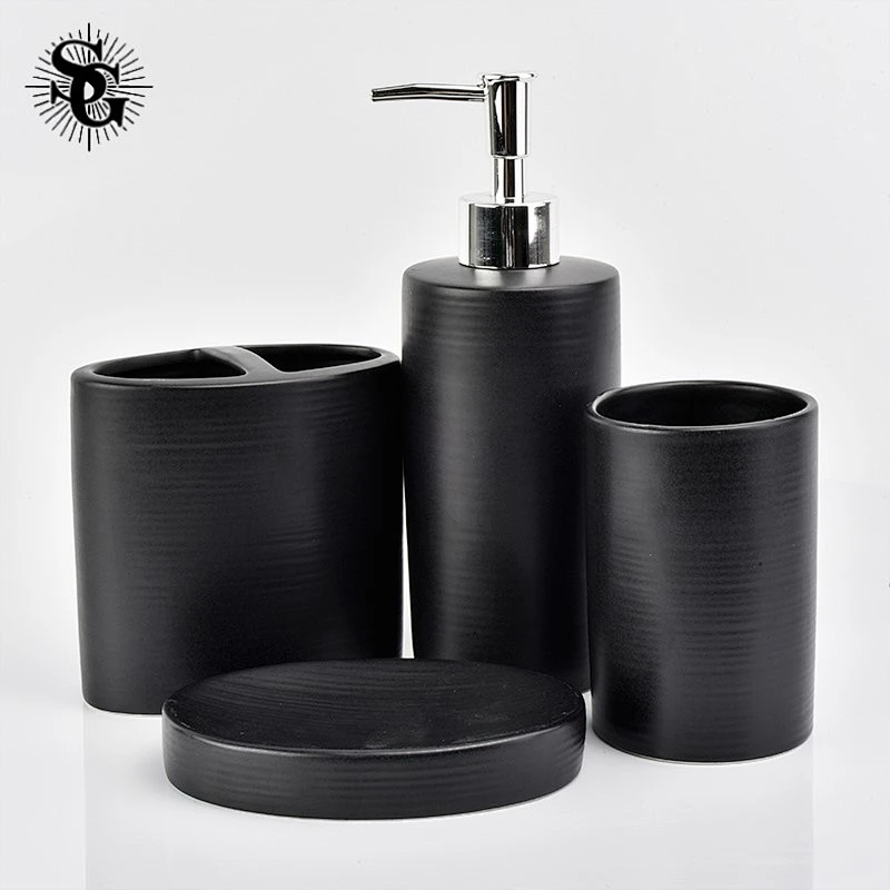 Sunny Glass black 5 Piece Bathroom Accessory Set with top quality