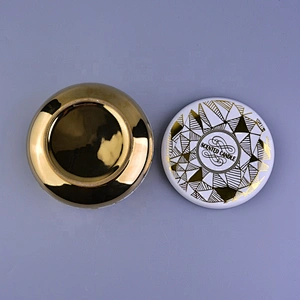 Sunny Wholesales luxury gold electroplated candle ceramic holders with lid