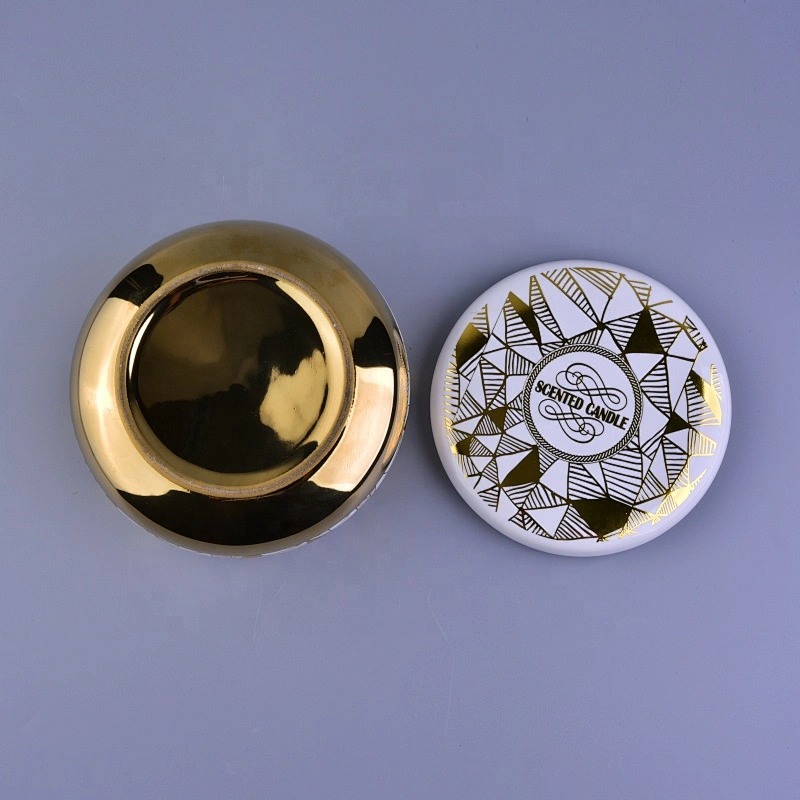 Sunny Wholesales luxury gold electroplated candle ceramic holders with lid
