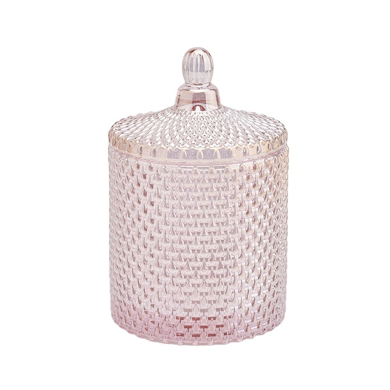Pink Glass Candle Jar With Lids Wholesale
