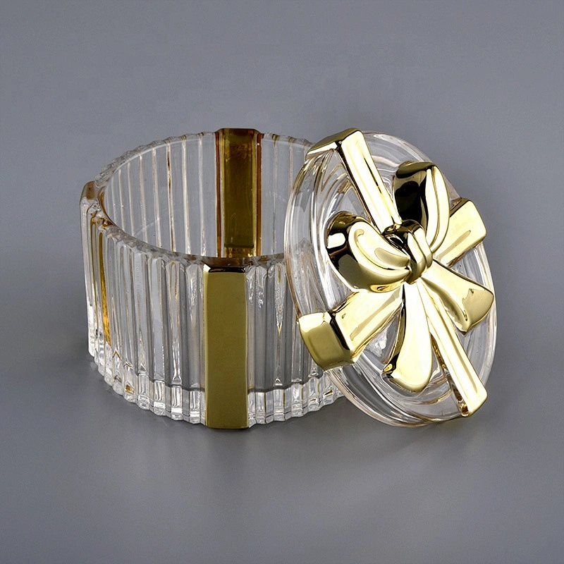 luxury glass candle container with lid