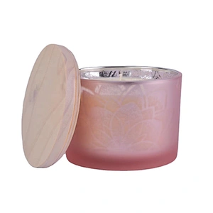 6oz 8oz 10oz matte pink glass jar candles with wooden lid