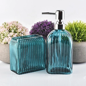 High quality Blue two sets Glass bathroom accessories sets