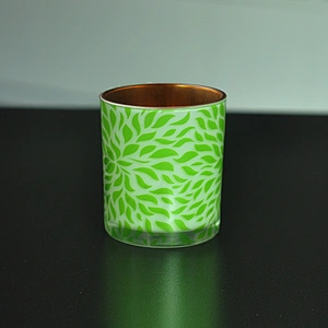 26+years brand cooperation 10oz flower printing custom glass candle holder