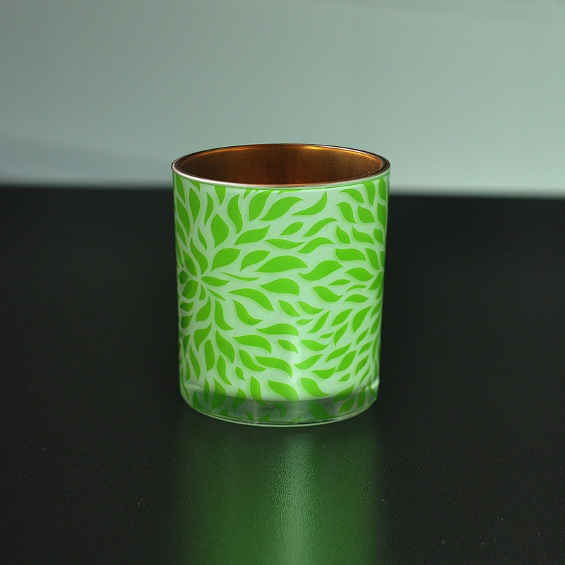 26+years brand cooperation 10oz flower printing custom glass candle holder