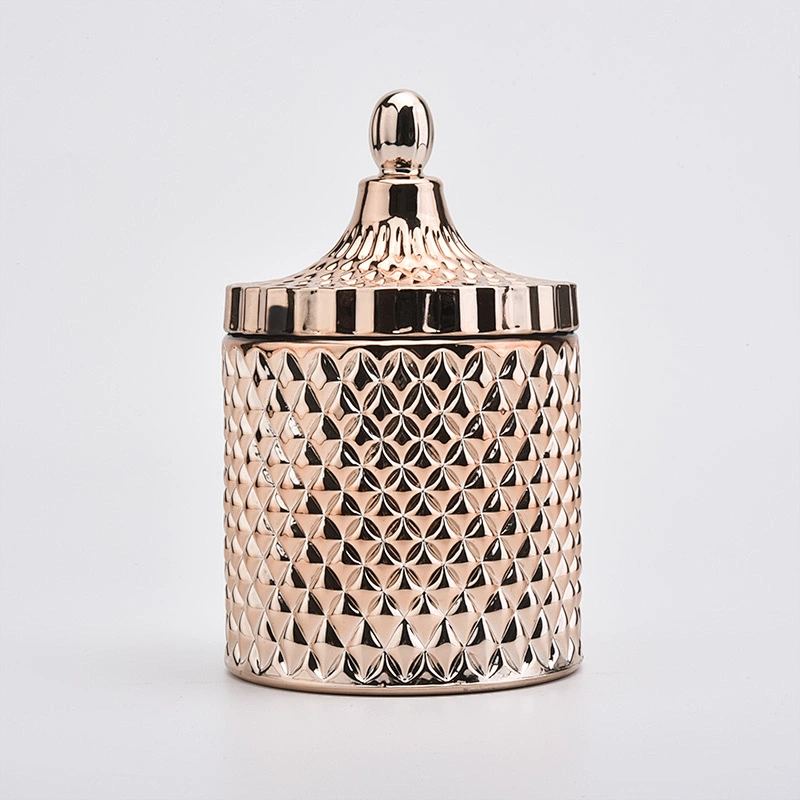 Luxury Rose Gold Christmas Candle Jar Glass With Lids