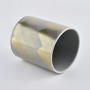 Matte Grey Ceramic Candle Jar With Custom Gold Printing