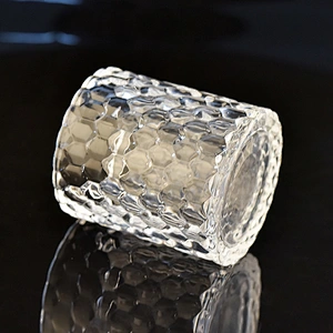 Diamond Cut Crystal Glass Candle Vessel