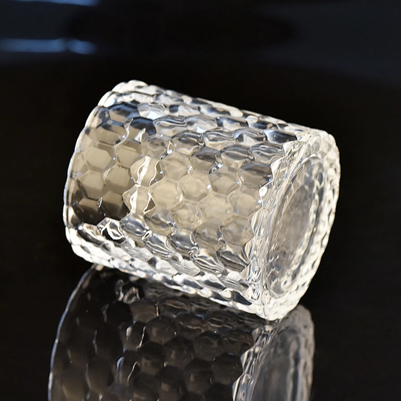 Diamond Cut Crystal Glass Candle Vessel