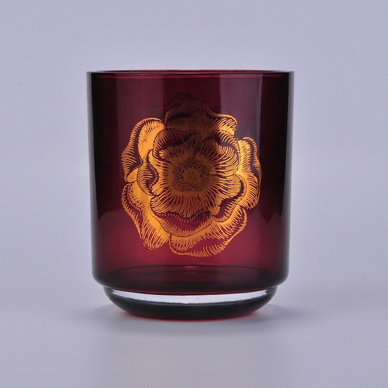 8oz 10oz customized printing amber empty glass candle holder