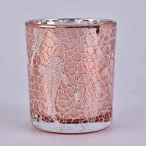 Home decoration customized unique pink glass candle holder 6oz 8oz 10oz