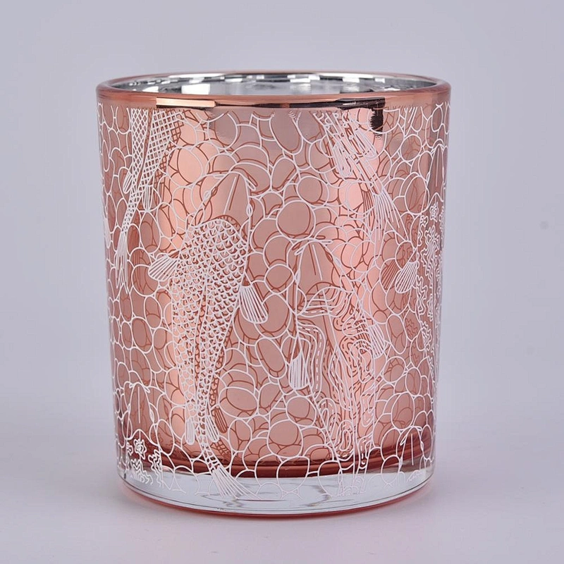 Home decoration customized unique pink glass candle holder 6oz 8oz 10oz