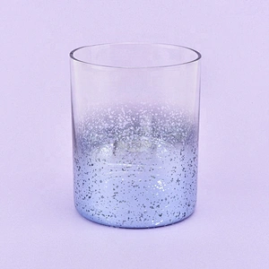 10 oz Crystal blue mercury wedding glass candle holders