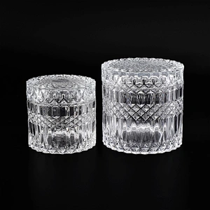 Crystal Geo Cut Glass Candle Holder With Lids