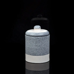 300ml Luxury grey ceramic candle jar with lid