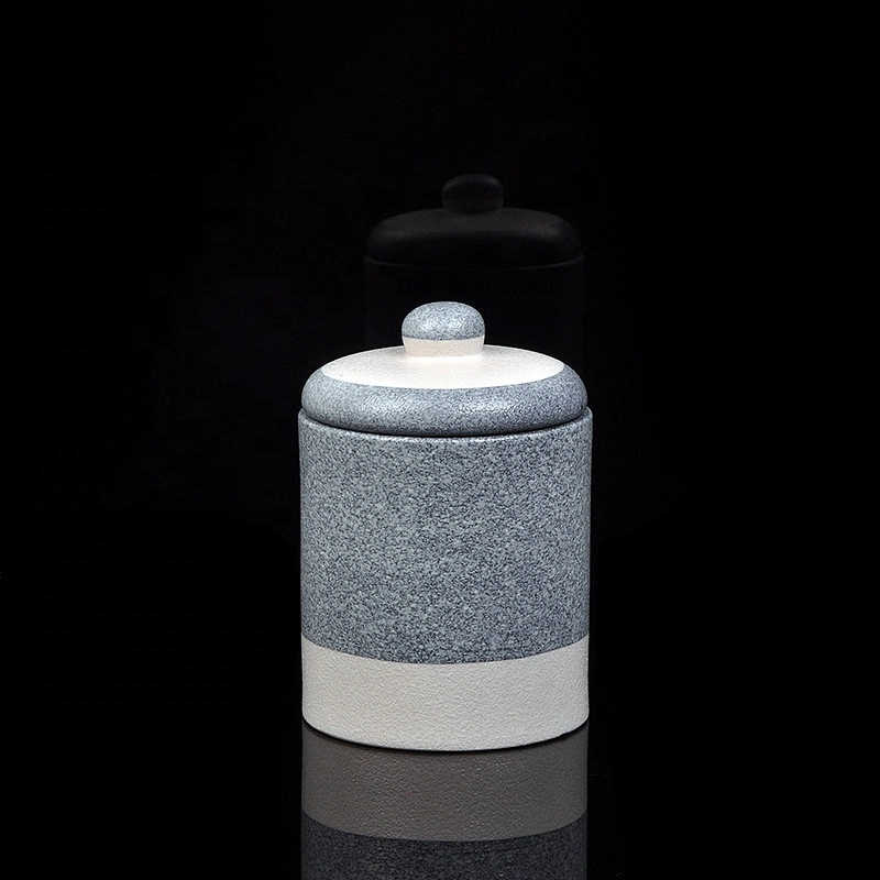 300ml Luxury grey ceramic candle jar with lid