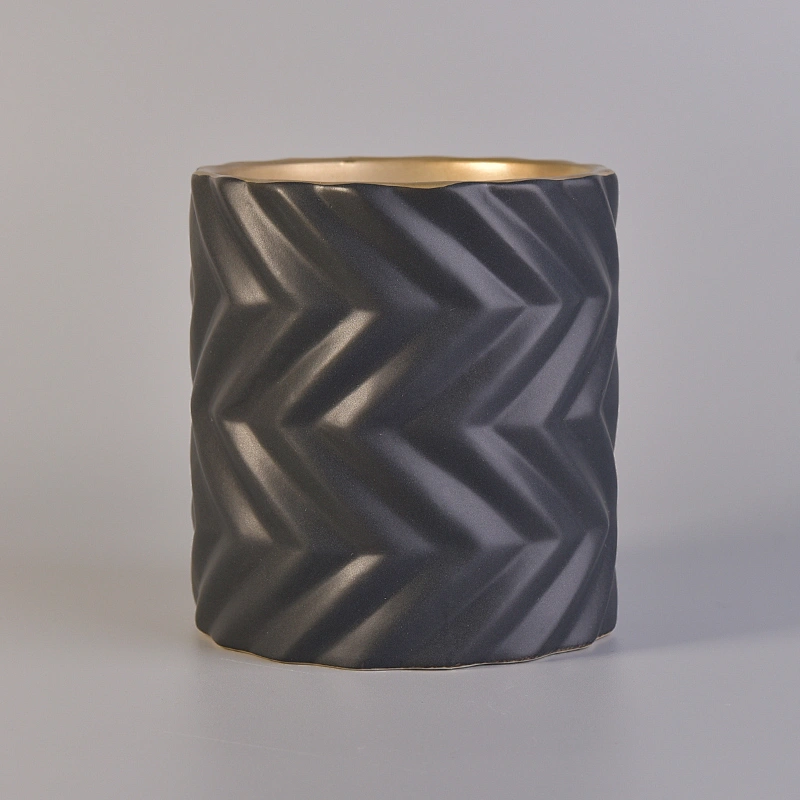 Luxury Matte Black Ceramic Candle Jar