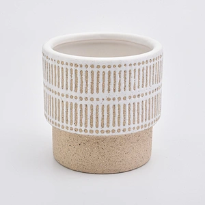 18oz Sand Effect Yellow Ceramic Candle Holders Candle Jars for Home Decor