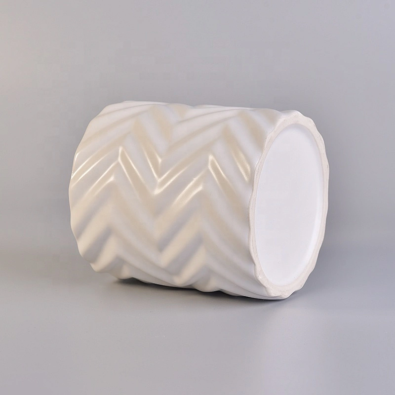 Luxury white massage ceramic candle jar