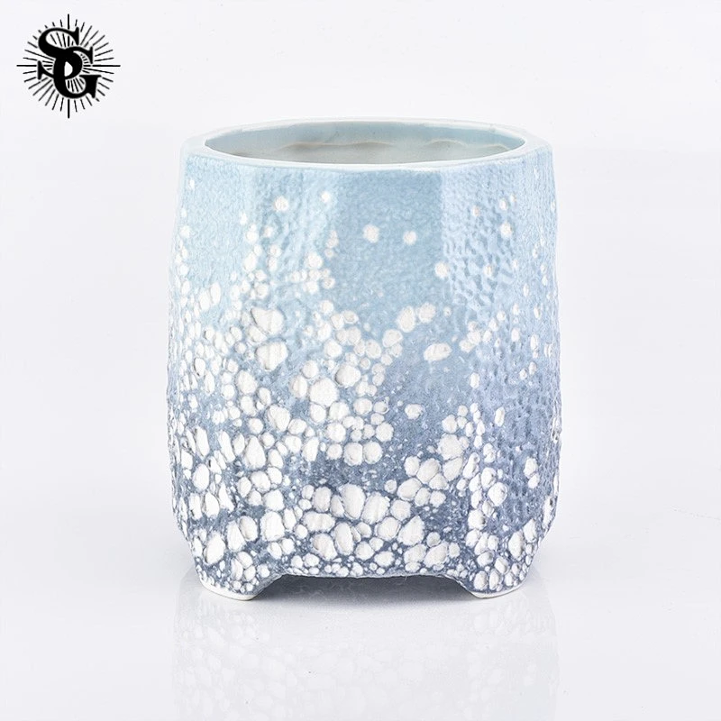Sunny 423ml 260g  blue appearance ceramic candle jars with great quality