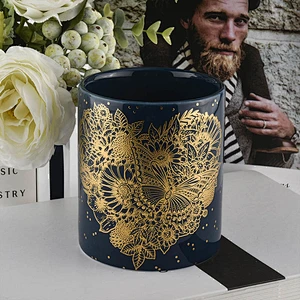 Luxury Ceramic Candle Jar With Gold Printing