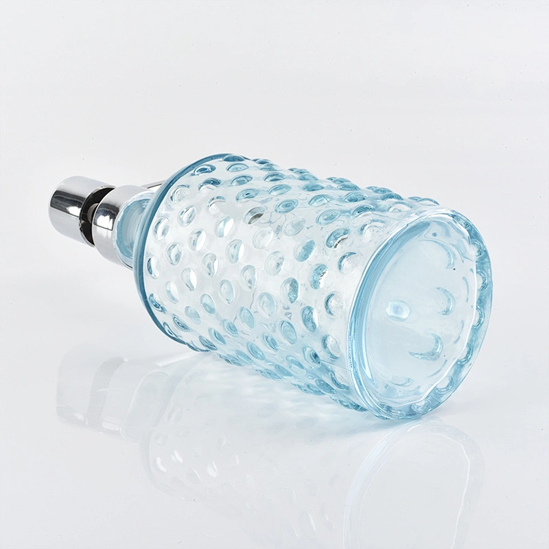 glass bath accessories spray blue glass lotion dispenser for bathroom