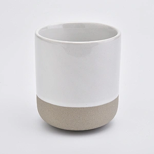 White ceramic candle jar with natural bottom for candle making