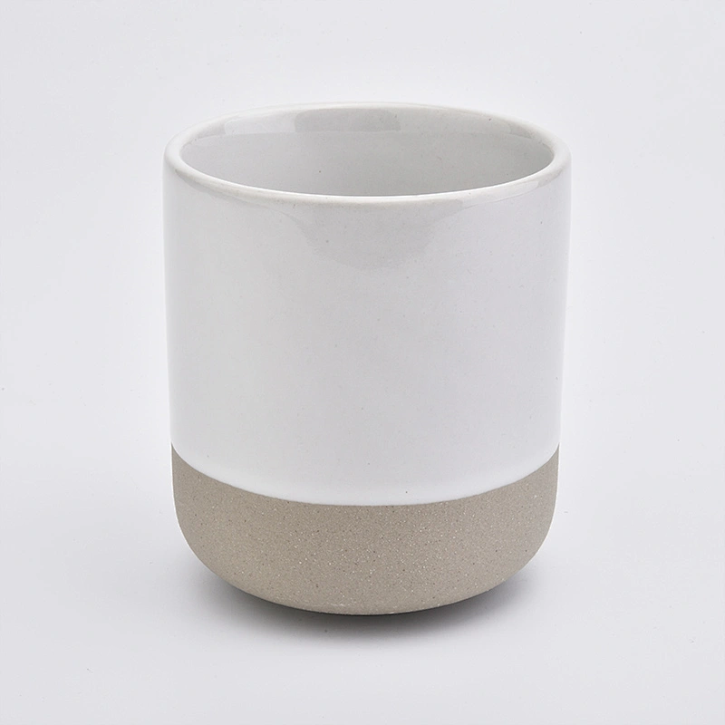 White ceramic candle jar with natural bottom for candle making