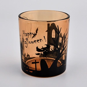 Halloween Decorative 8oz Amber Glass Candle Holder