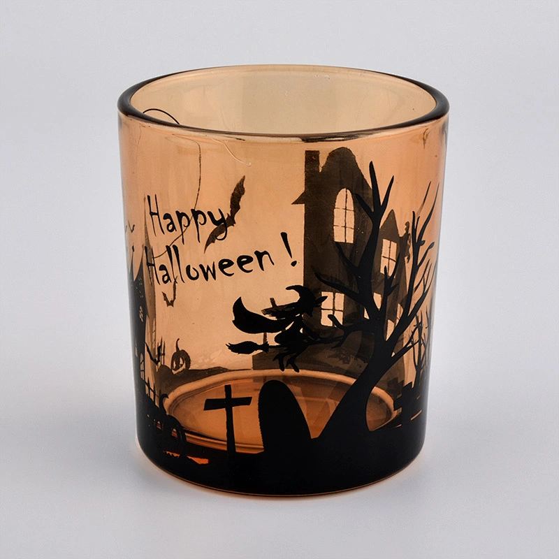 Halloween Decorative 8oz Amber Glass Candle Holder